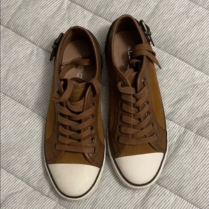 Brown leather sneakers